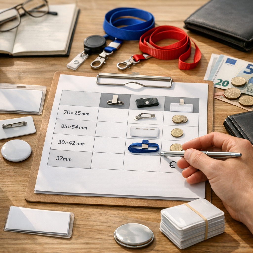Dimensions, supports et prix d’un badge professionnel : le tableau à prévoir